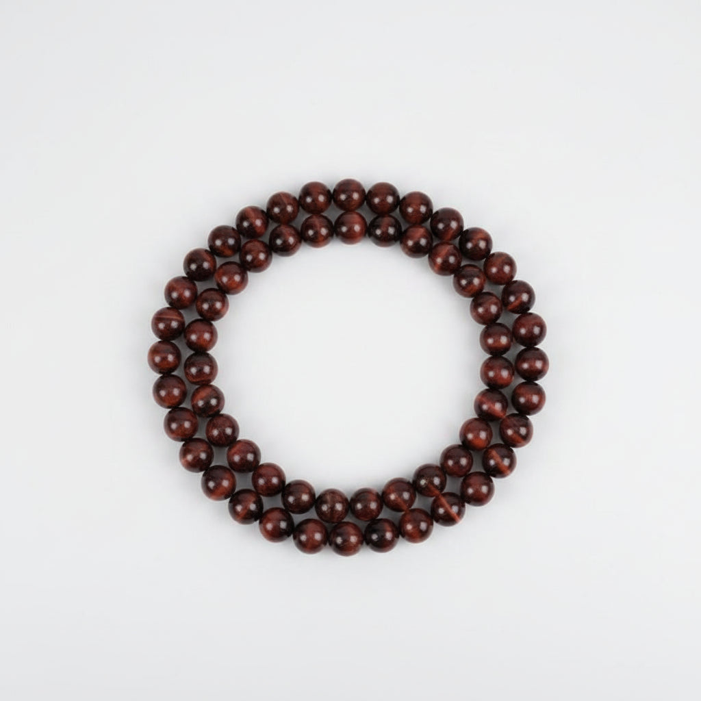Red Tiger Eye Round Mala (12 mm)-54+1 Beads