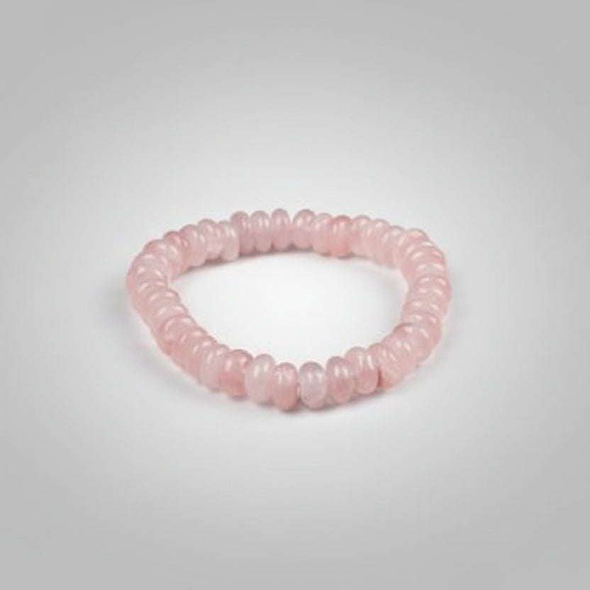 Rose Quartz Bracelet Elliptical Beads-12 mm
