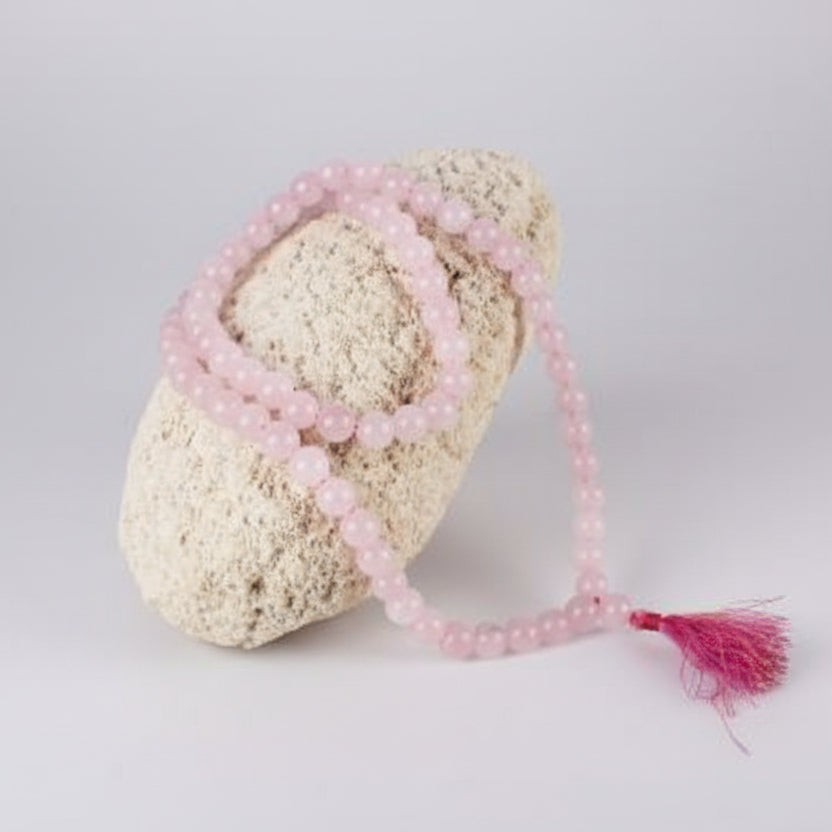 Rose Quartz Round Mala (10 mm)-108+1 Beads