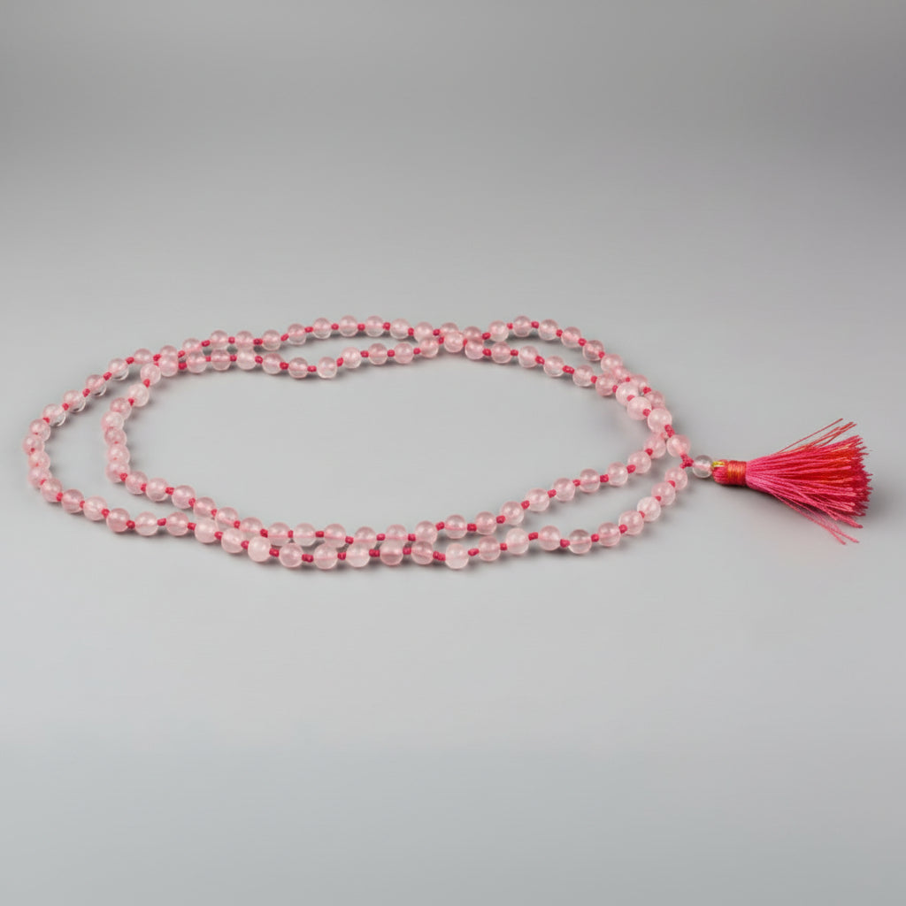 Rose Quartz Round Mala (4 mm)-108+1 Beads