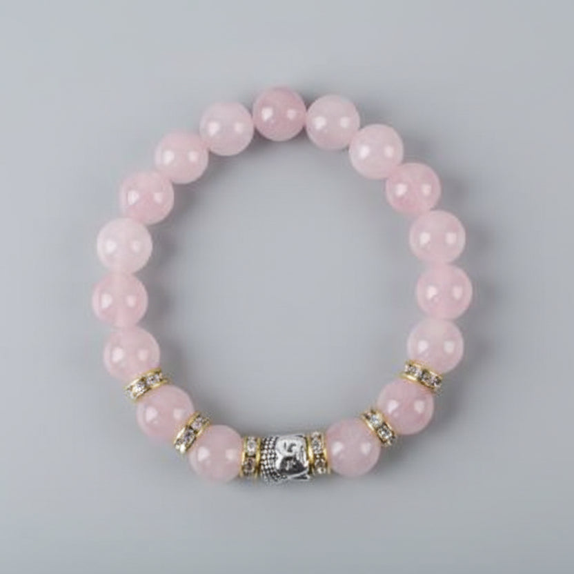 Rose Quartz with Buddha Bracelet (10 mm)