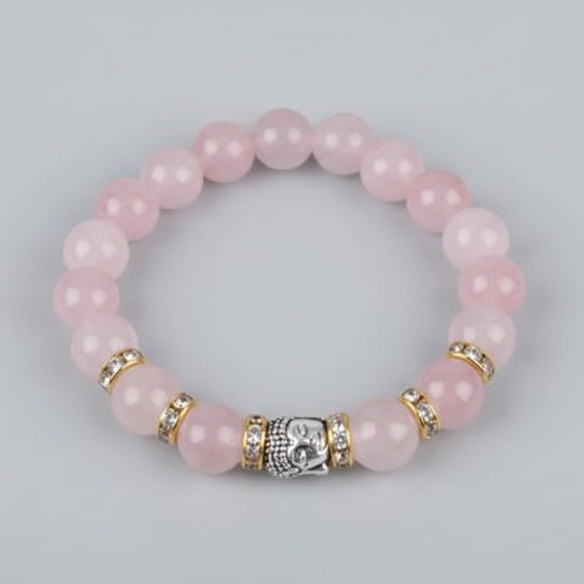Rose Quartz with Buddha Bracelet (10 mm)