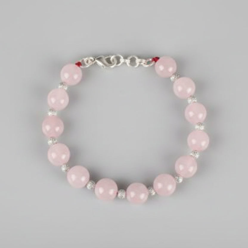Round Rose Quartz Bracelet (Design I)-8 mm