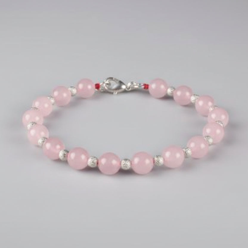 Round Rose Quartz Bracelet (Design I)-8 mm