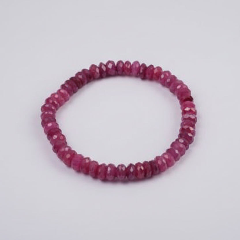 Ruby Faceted Bracelet (Button Shape)-10 mm