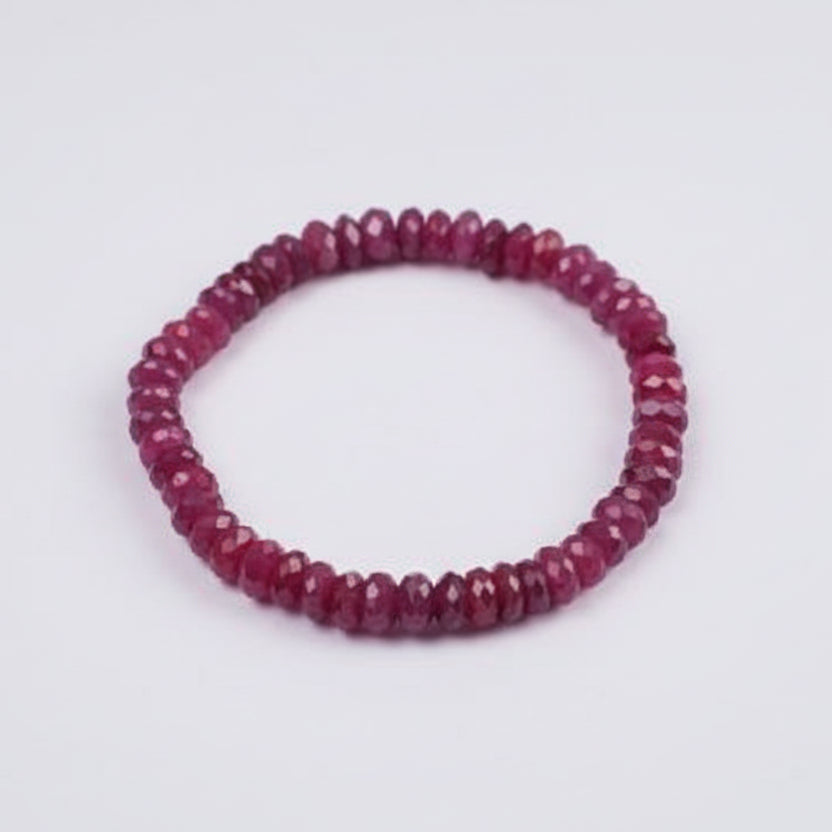 Ruby Faceted Bracelet (Button Shape)-9 mm