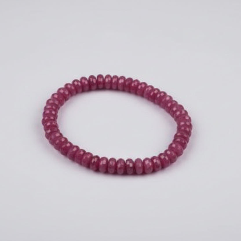 Ruby Faceted Bracelet (Button Shape)-8 mm