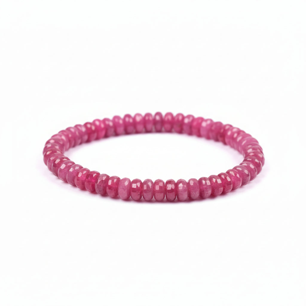 Ruby Faceted Bracelet (Button Shape)-10 mm
