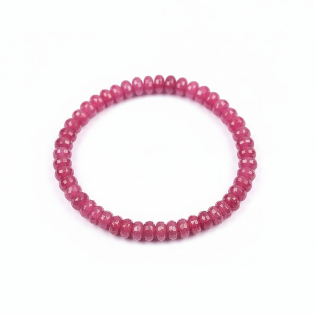 Ruby Faceted Bracelet (Button Shape)-9 mm