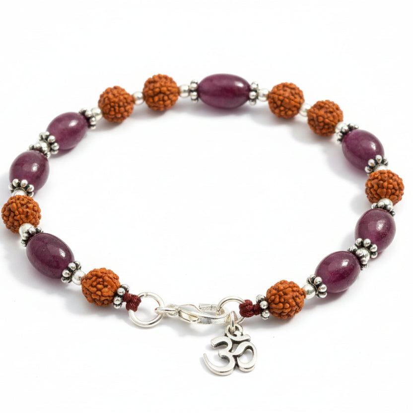 Ruby with Rudraksha Beads Bracelet