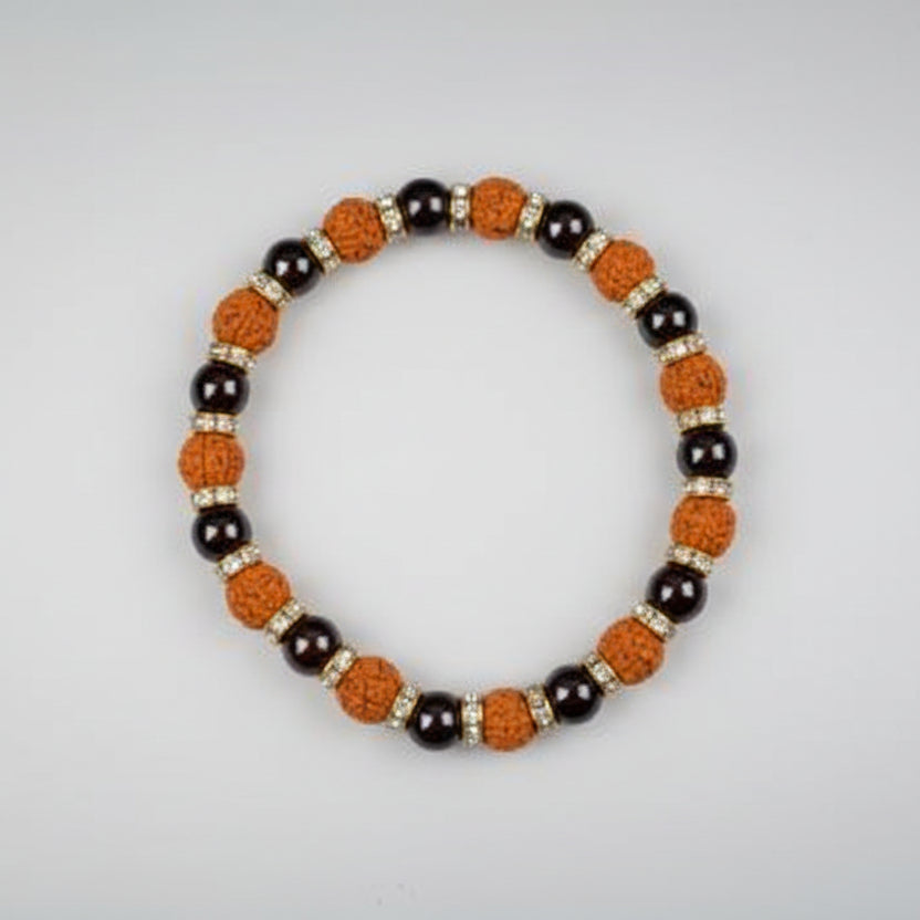 Rudraksha and Garnet Bracelet