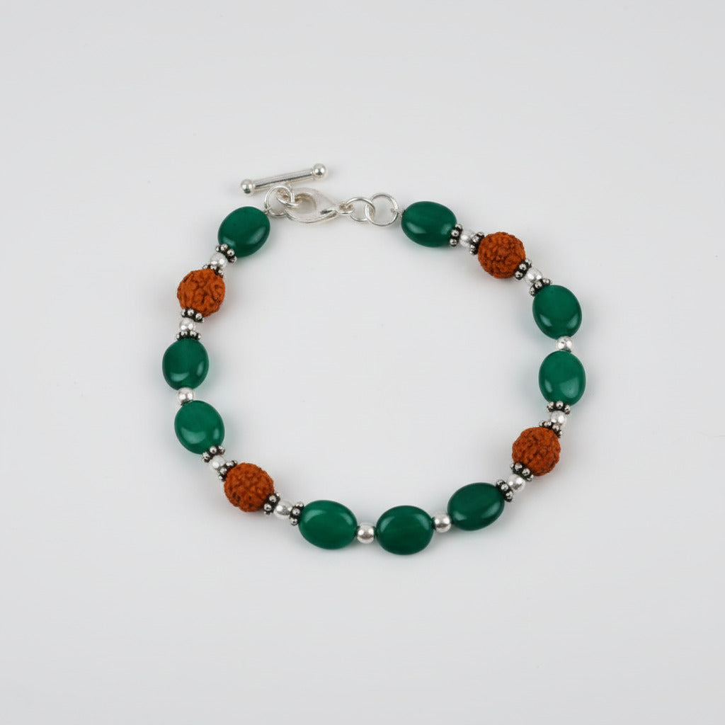 Rudraksha and Green Onyx Bracelet (I)