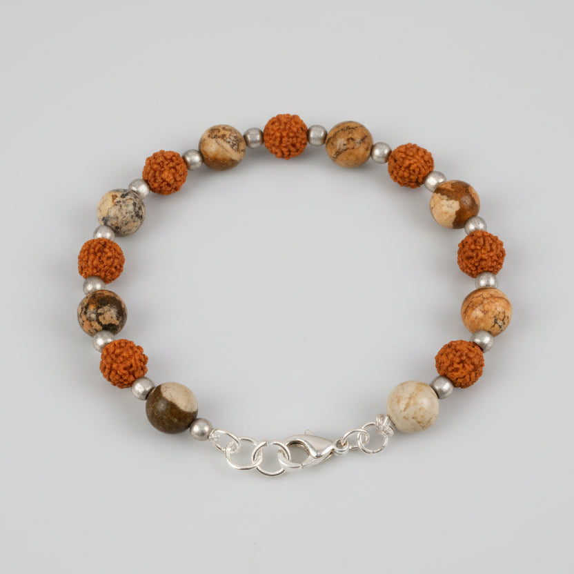 Rudraksha and Jasper Bracelet