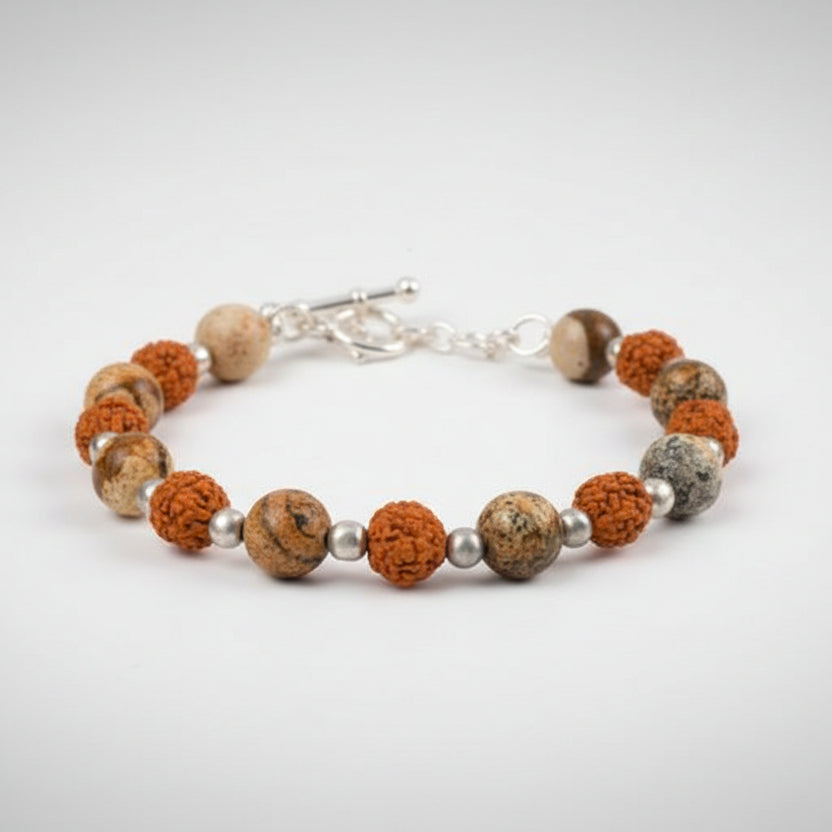 Rudraksha and Jasper Bracelet