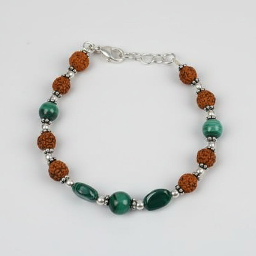 Rudraksha and Malachite Bracelet