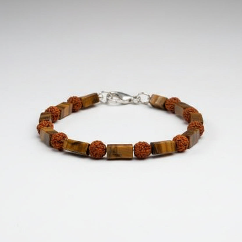 Rudraksha and Tiger Eye Bracelet (Design II)