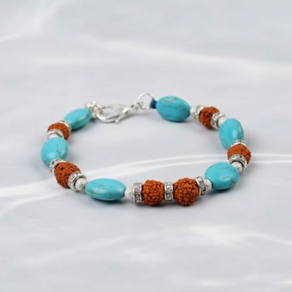 Rudraksha and Turquoise Bracelet