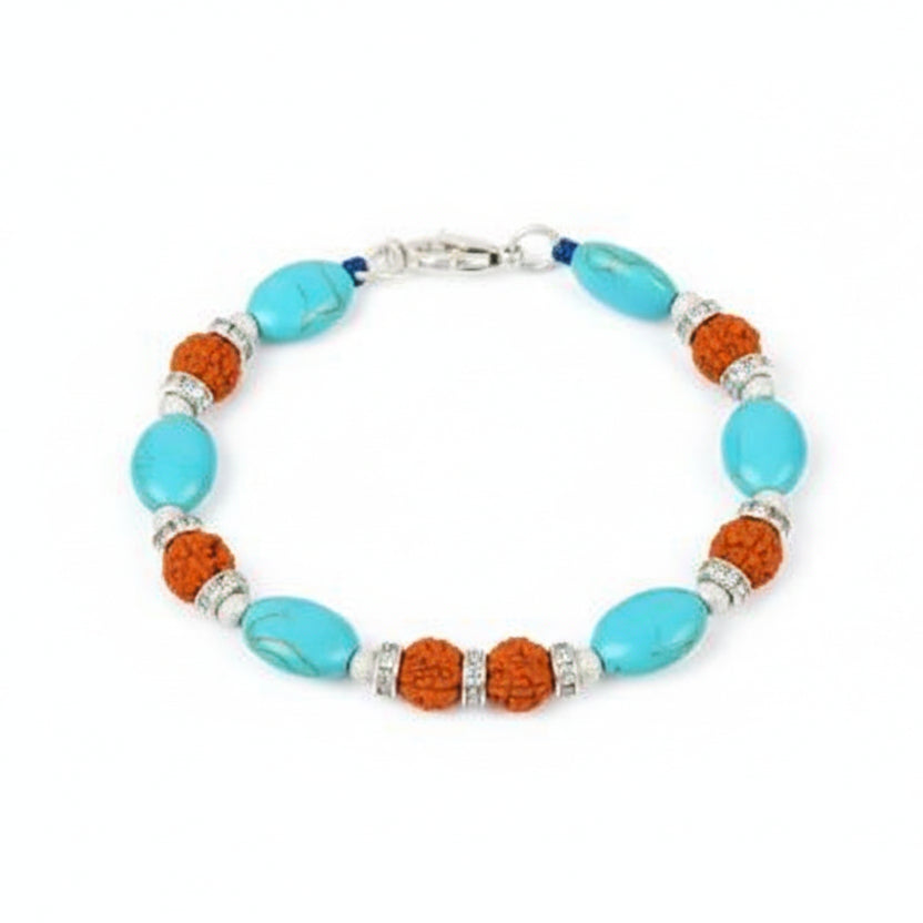 Rudraksha and Turquoise Bracelet