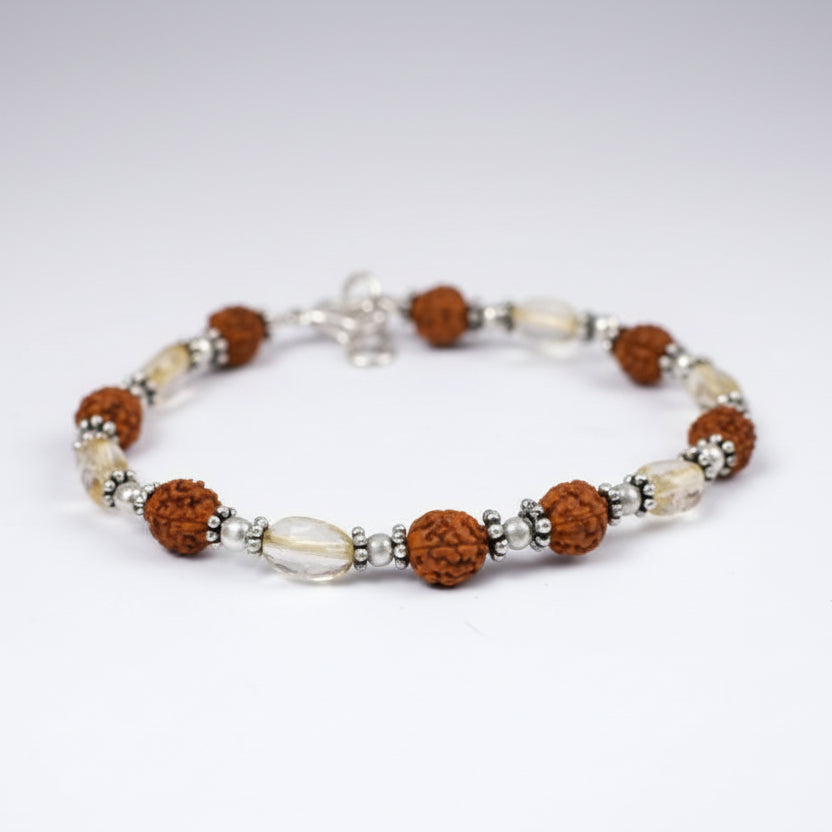Rudraksha and Citrine Oval Bracelet