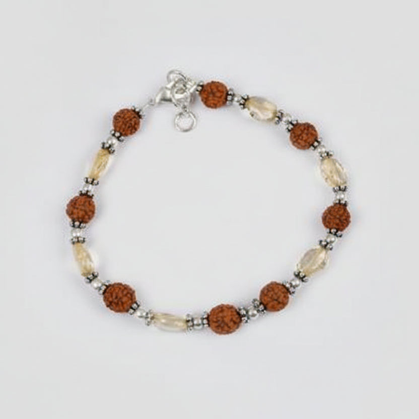 Rudraksha and Citrine Oval Bracelet