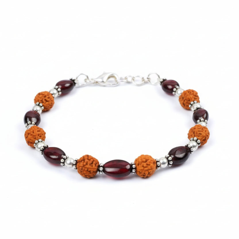 Rudraksha Garnet Bracelet