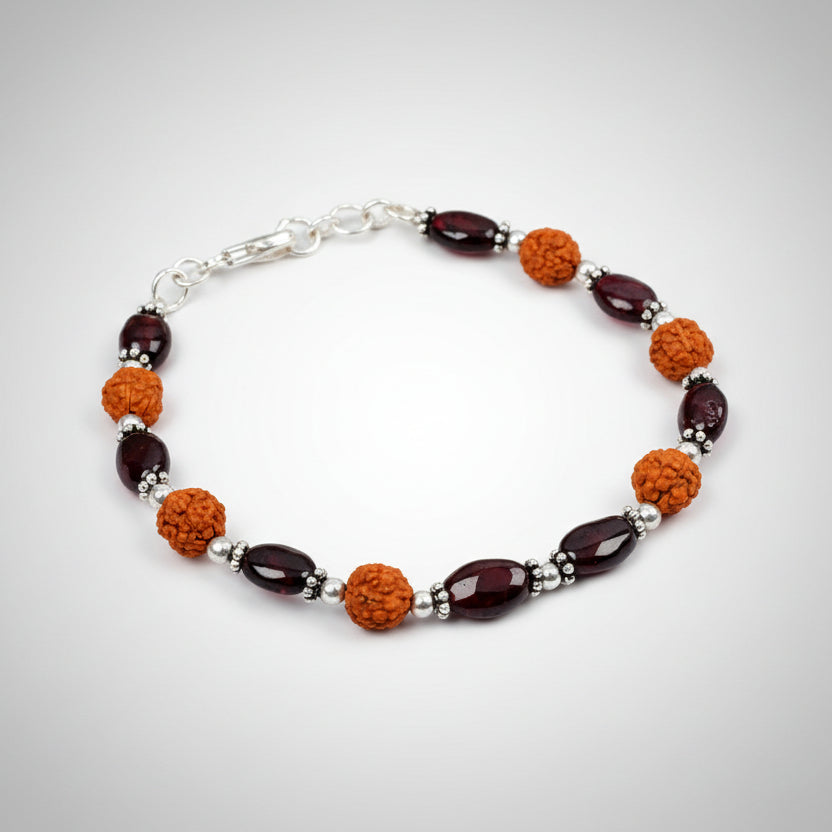 Rudraksha Garnet Bracelet (Design I)