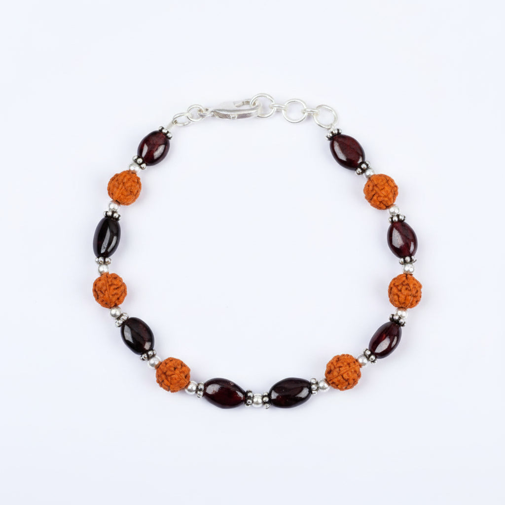 Rudraksha Garnet Bracelet (Design I)
