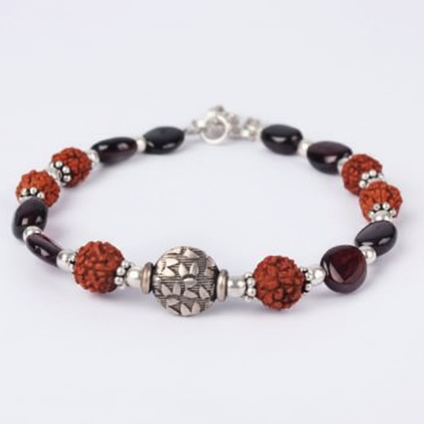 Rudraksha Garnet Bracelet (Design III)