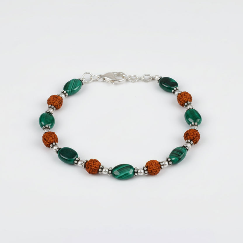 Rudraksha Malachite Bracelet (Design III)