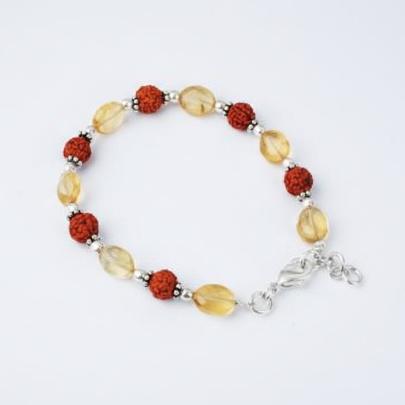 4 mukhi Rudraksha and Citrine Bracelet (I)