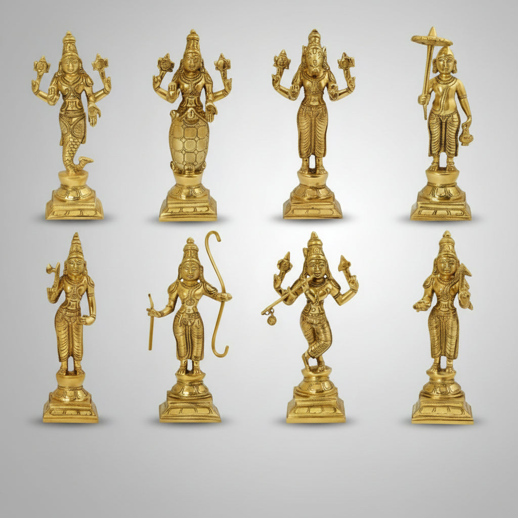 Dashavatar Vishnu Brass IdolsSet of 10)