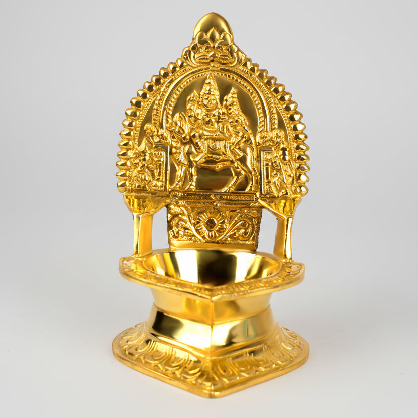 Shiva Parvati Oil Lamp In Brass-Set of 2