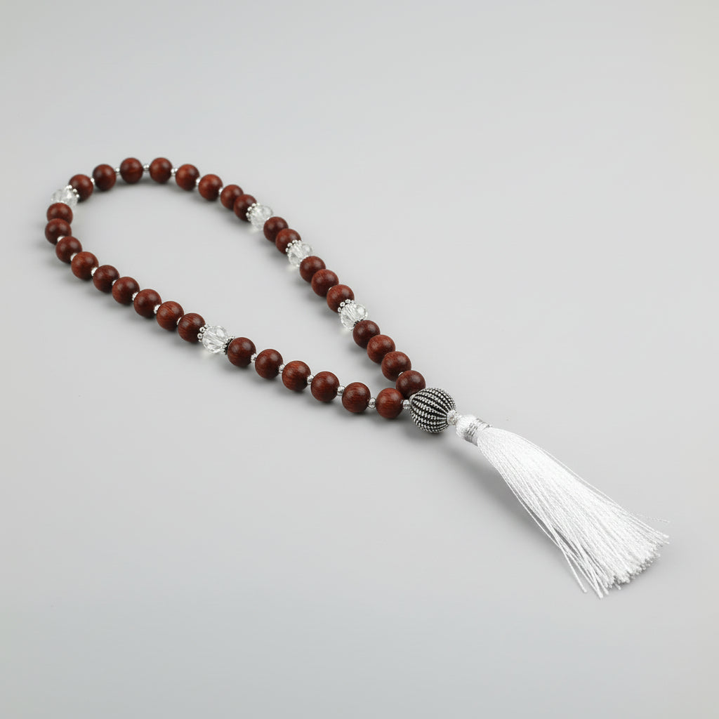 Sphatik and Red Sandal Beads Mala