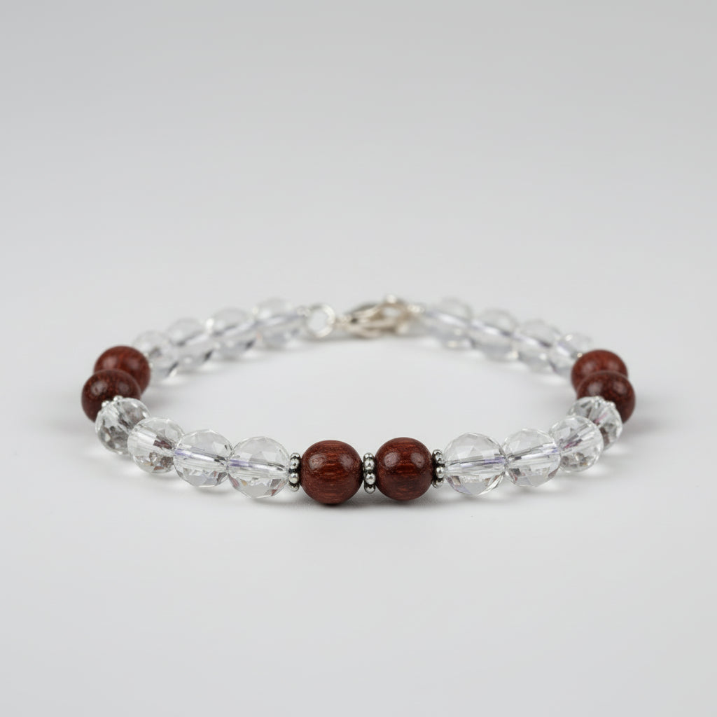 Sphatik and Red Sandalwood Bracelet