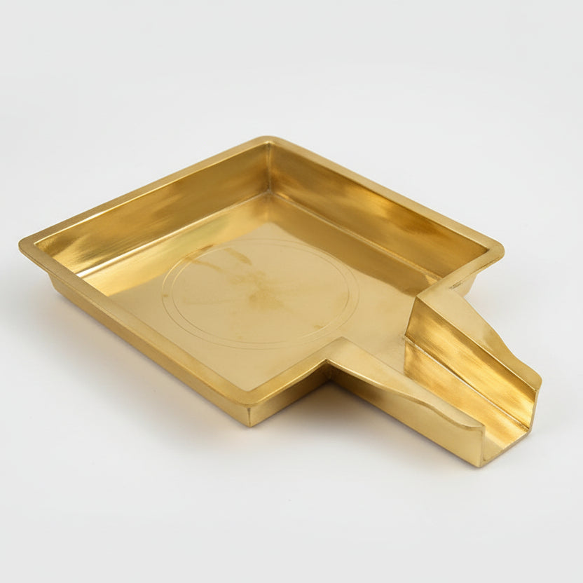 Square Abhishek Tray In Brass-Large