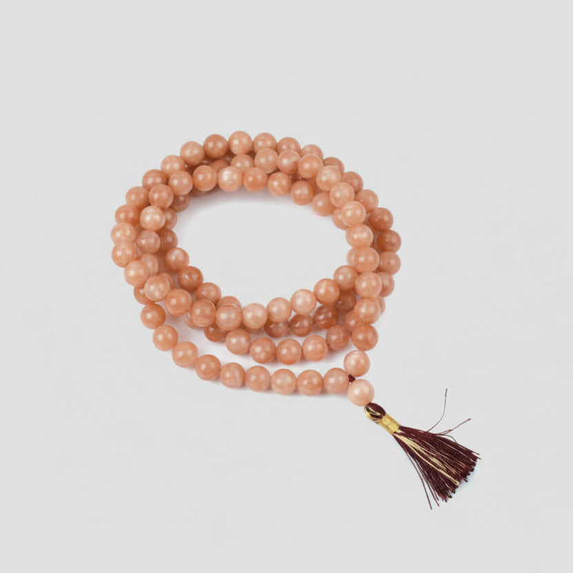 Sunstone Round Mala (10 mm)-72+1 Beads