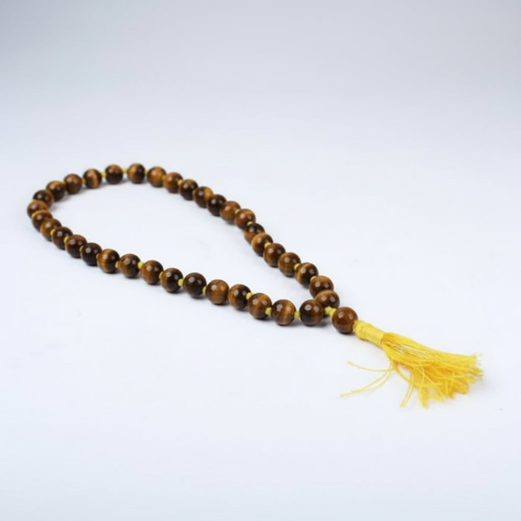Tiger Eye Faceted Round Mala (6 mm)-108+1 Beads (Without Knots)