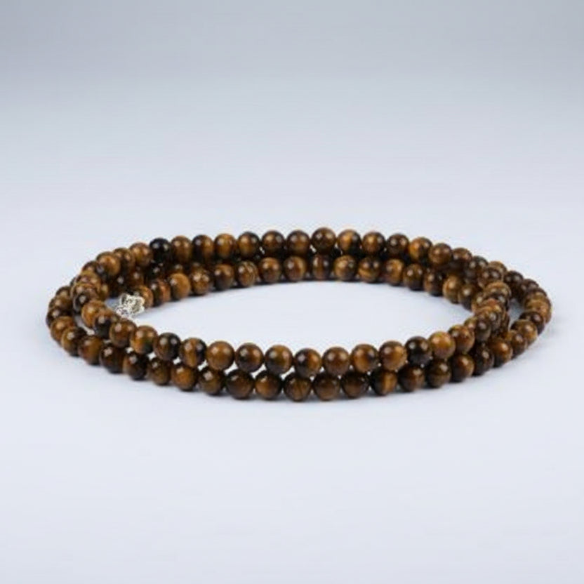 Tiger Eye Faceted Round Mala (6 mm)-108 Beads (With Knots)