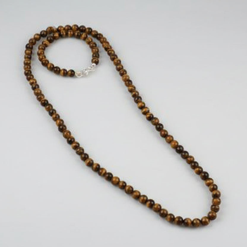 Tiger Eye Faceted Round Mala (6 mm)-108+1 Beads (Without Knots)