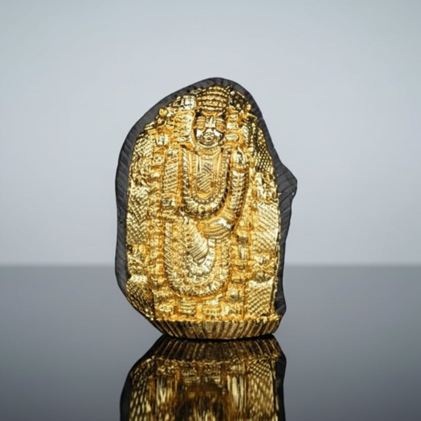Tirupati Balaji Shaligram Murti Gold Plated I