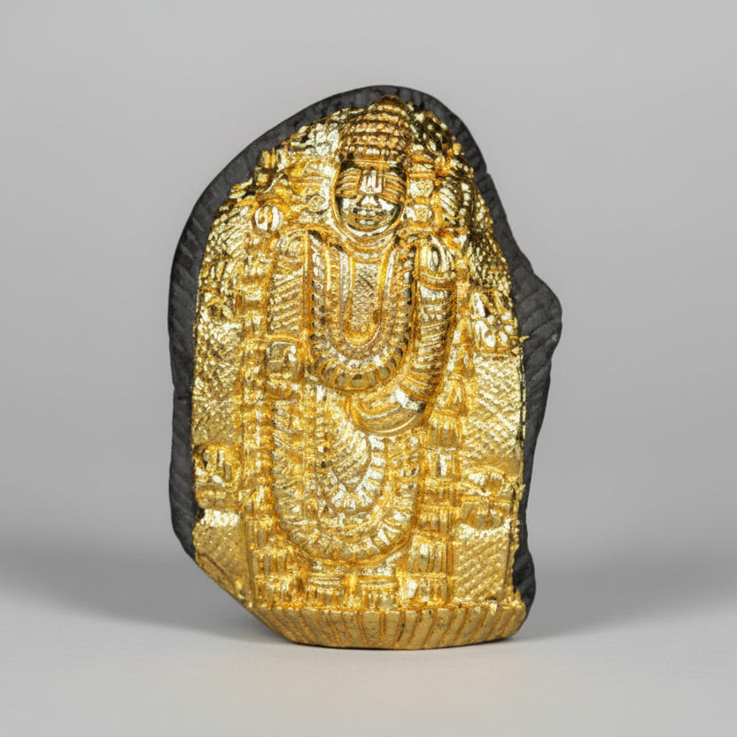 Tirupati Balaji Shaligram Murti Gold Plated I