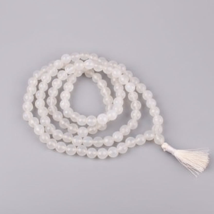 White Agate Faceted Mala (8 mm)