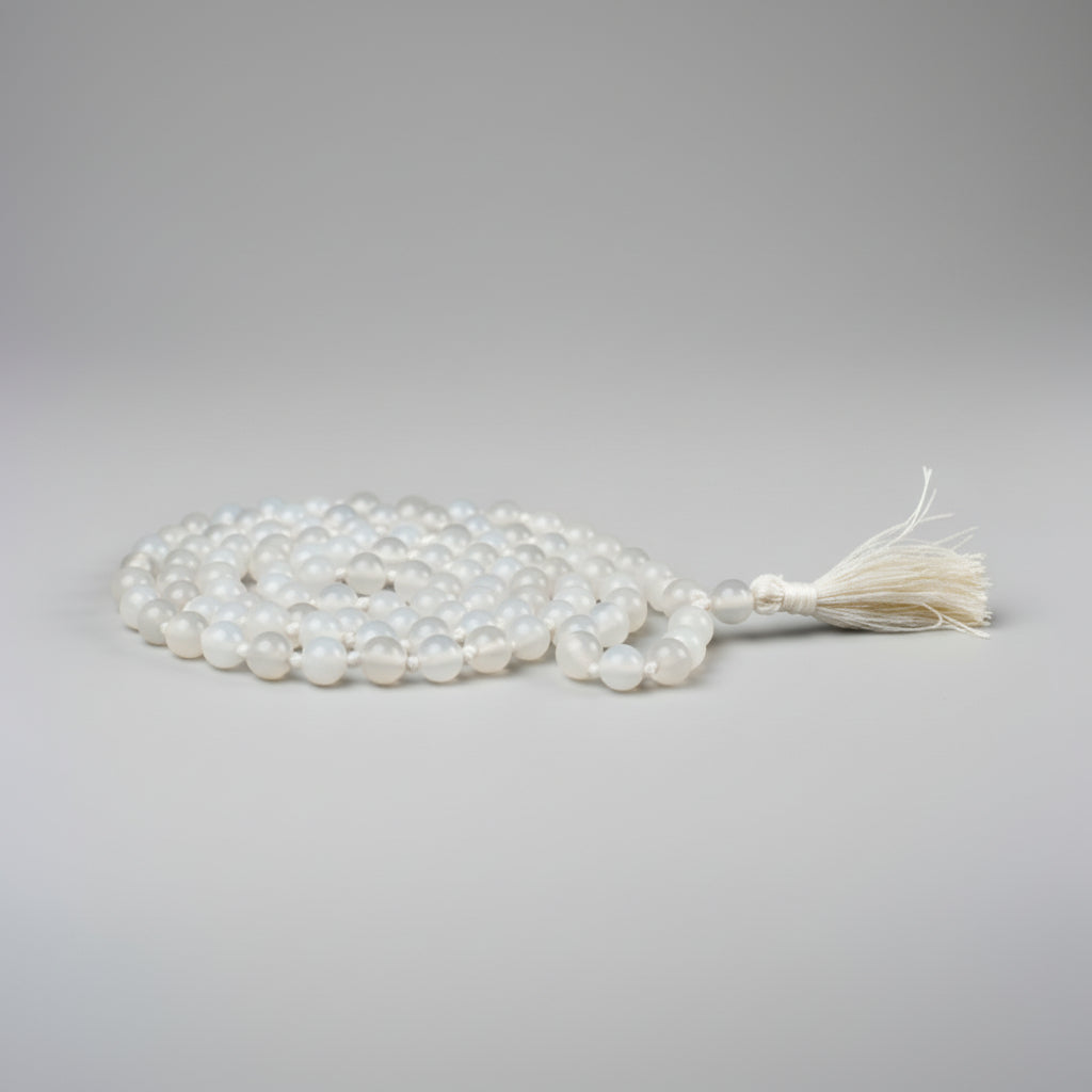 White Agate Round Mala (6 mm)
