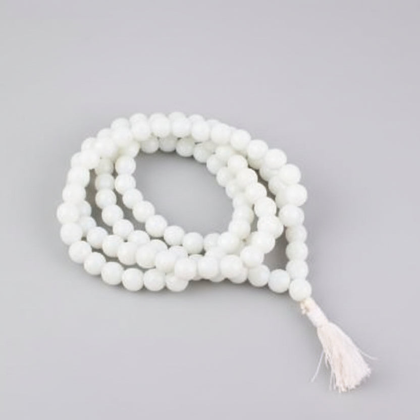 White Jade Faceted Mala (8 mm)