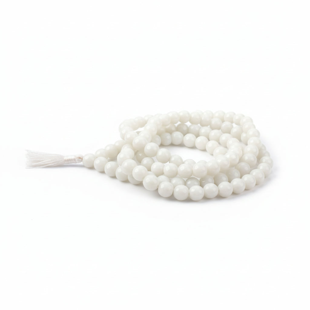 White Jade Faceted Mala (8 mm)