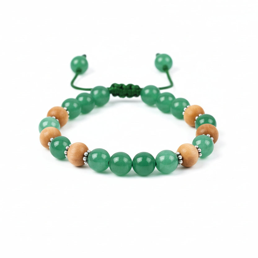 White Sandal and Green Jade Bracelet
