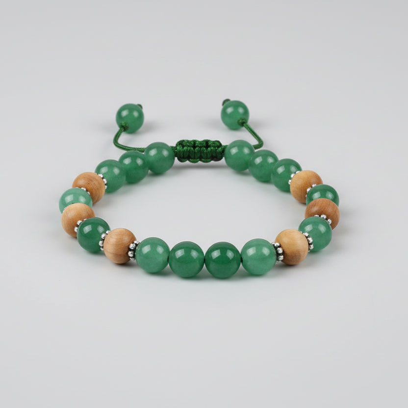 White Sandal and Green Jade Bracelet