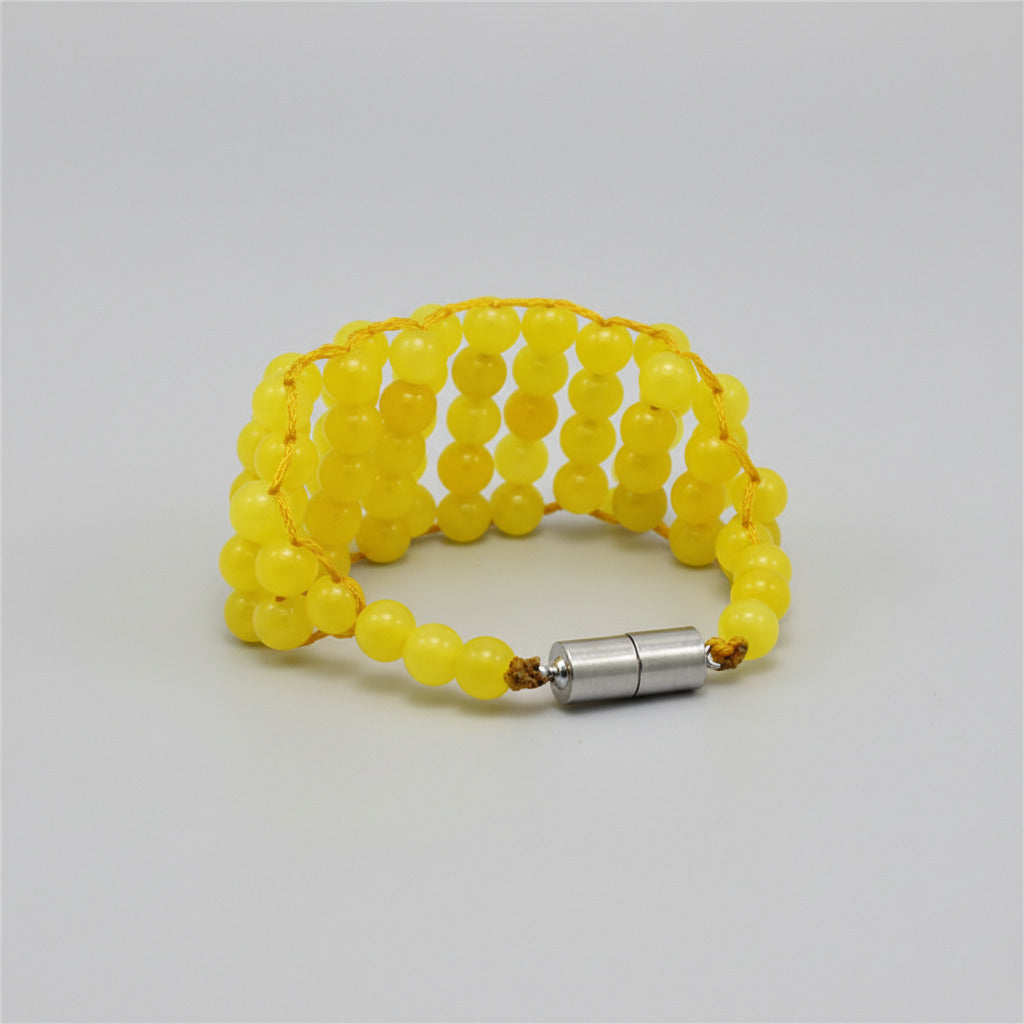 Yellow Agate Multi Beads Bracelet