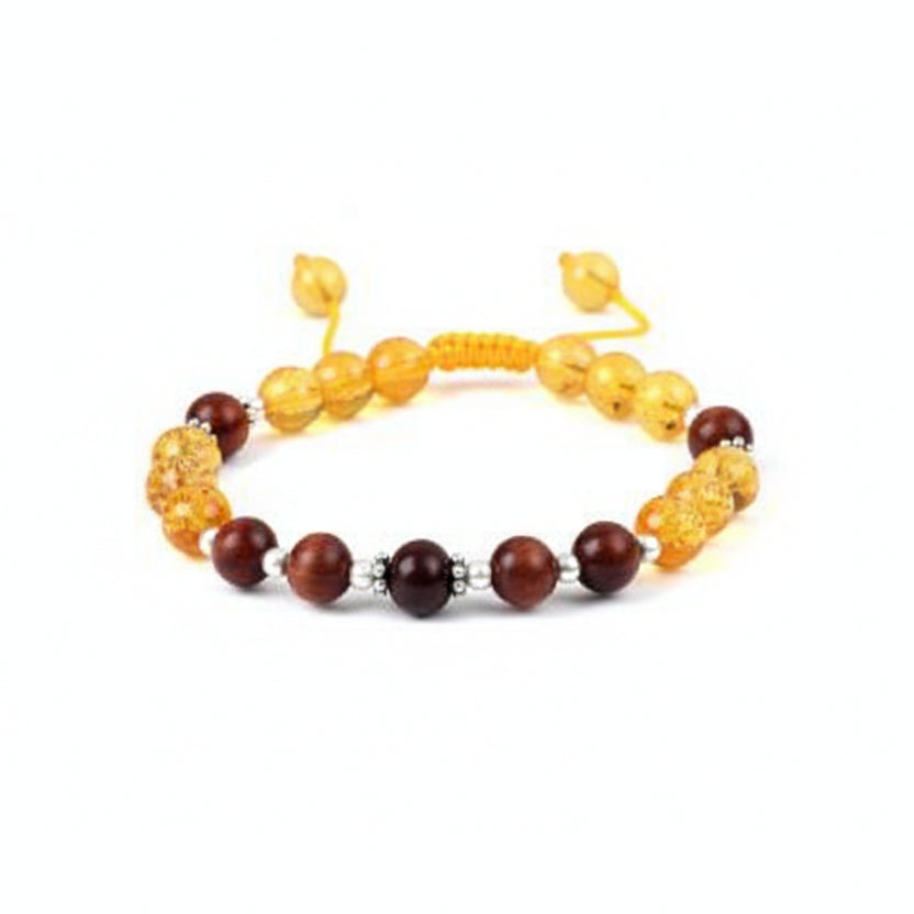 Yellow Citrine and Red Sandalwood Bracelet
