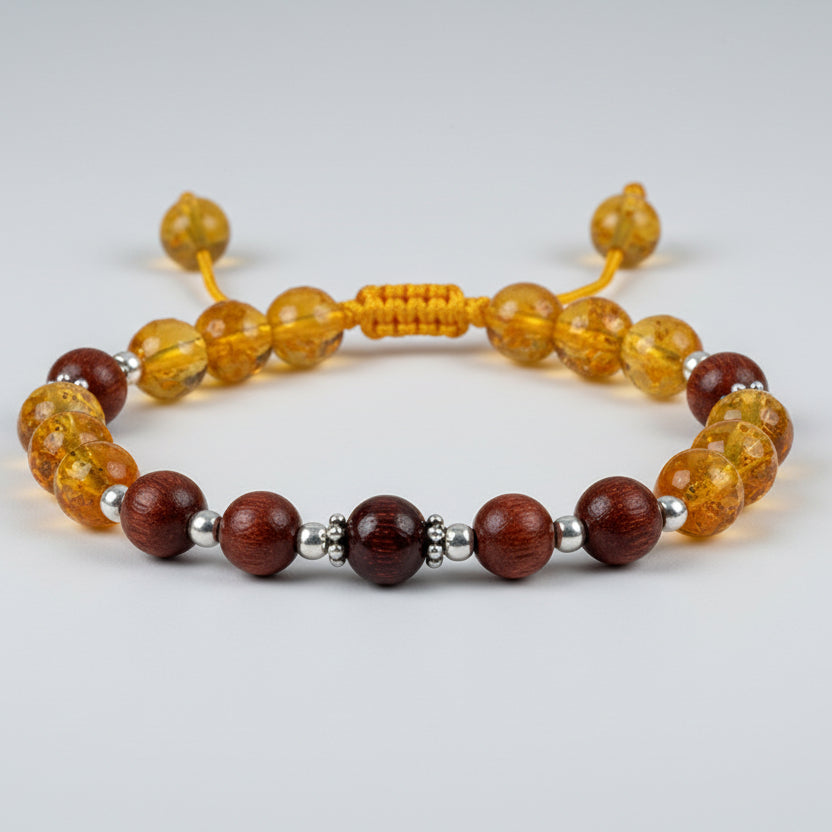 Yellow Citrine and Red Sandalwood Bracelet